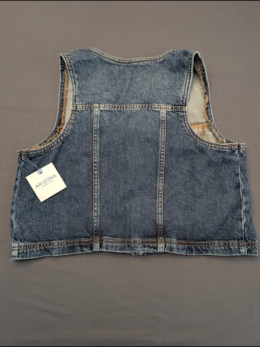 Arizona Jean Co L Denim Crop Vest NWT Blue Jean Button Front Y2K Boho 90s - Picture 7 of 7